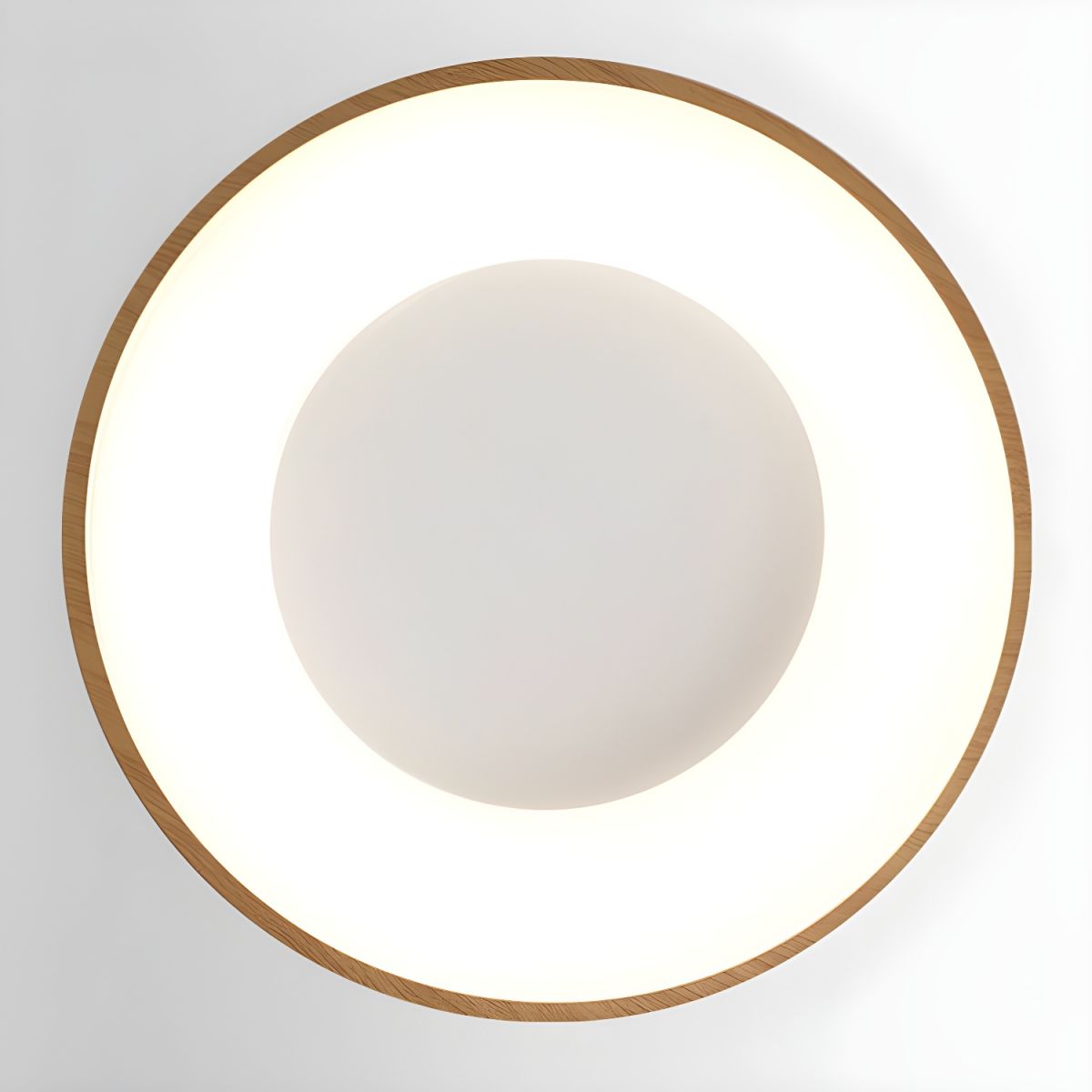 Plafondlamp Houtlook Metaal Wit LED Woonkamer Slaapkamer 3000K 4000K 6000K Ø23 Ø40cm Plafonnière Flush Mount Naturel | Sansoti