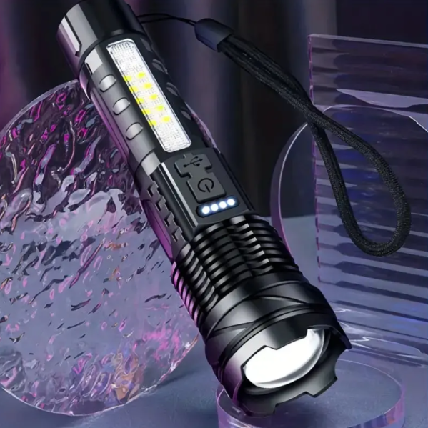 Militaire Zaklamp 5000 Lumen Tactisch LED Oplaadbaar USB Waterdicht Schokbestendig Zoombaar 5 Modi Compact Ultra Helder Outdoor Camping | Sansoti