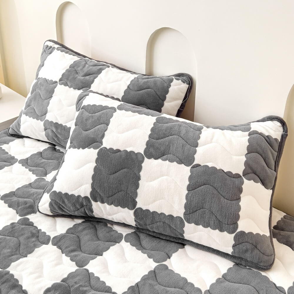 Fluwelen Hoeslaken Geruit Patroon 90-220 cm Matrasafdekking met Elastische Rand Premium Zachte Bedtextiel | Sansoti