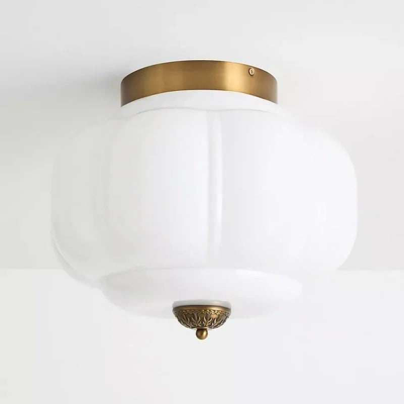 Vintage Semi-Plafondlamp Melkglas Pompoen Eloise E26 Retro Plafondverlichting Woonkamer | Sansoti