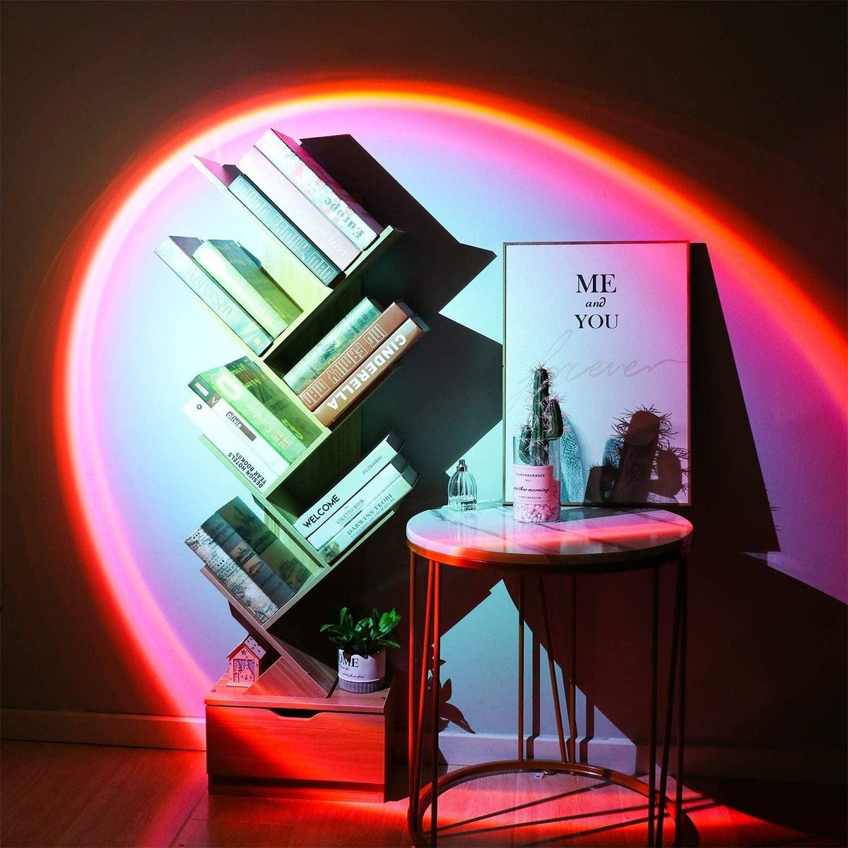 Tischlampe mit Sonnenuntergangsprojektion Stimmungslicht LED Dimmbares Nachtlicht für Schlafzimmer Wohnzimmer Ambiente | Sansoti