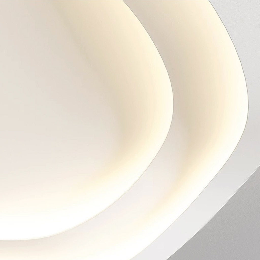 Plafonnier LED blanc à intensité variable, design ondulé, montage affleurant, 40-60cm, avec télécommande, style moderne scandinave | Sansoti