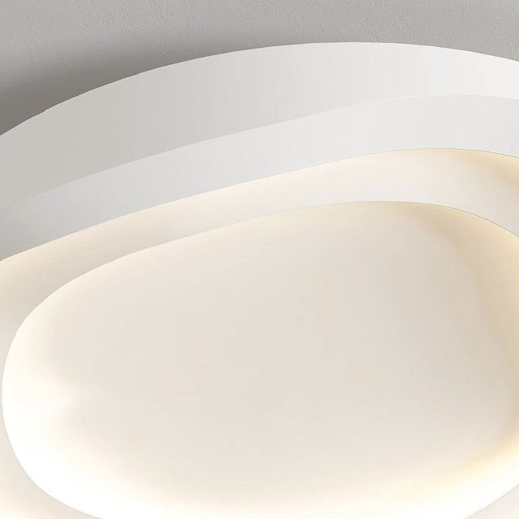 Plafonnier LED blanc à intensité variable, design ondulé, montage affleurant, 40-60cm, avec télécommande, style moderne scandinave | Sansoti