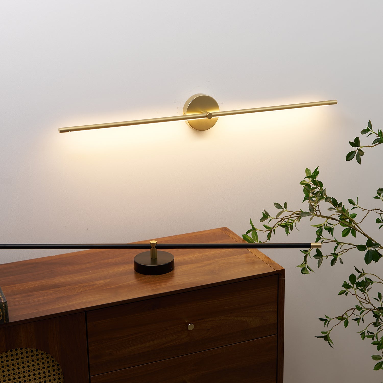 Edge Lineaire LED Wandlamp – 68/98/128 cm – Zwart/Goud – Warm/Neutraal/Koel Wit – Dimbaar Beschikbaar – Badkamer/Spiegel/Kunstverlichting | Sansoti