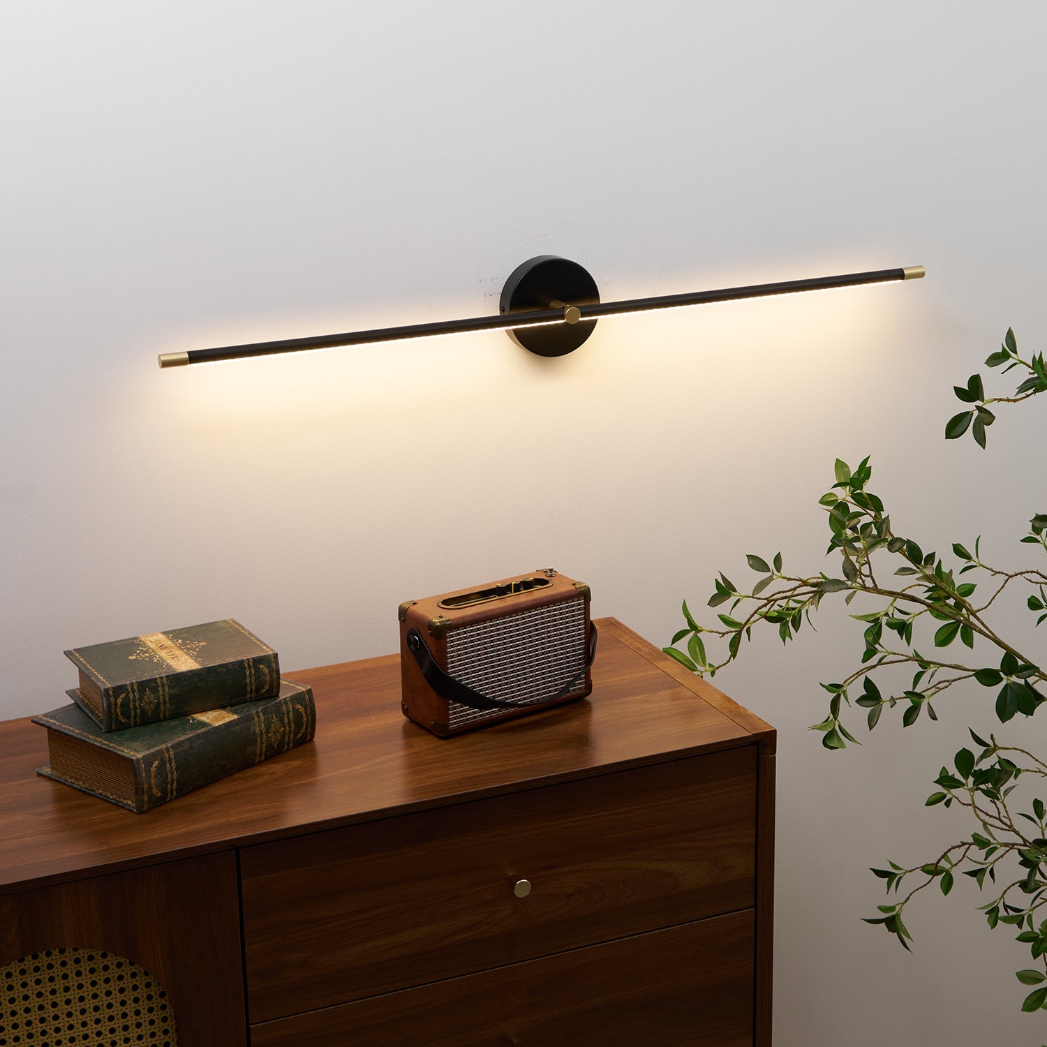 Edge Lineaire LED Wandlamp – 68/98/128 cm – Zwart/Goud – Warm/Neutraal/Koel Wit – Dimbaar Beschikbaar – Badkamer/Spiegel/Kunstverlichting | Sansoti