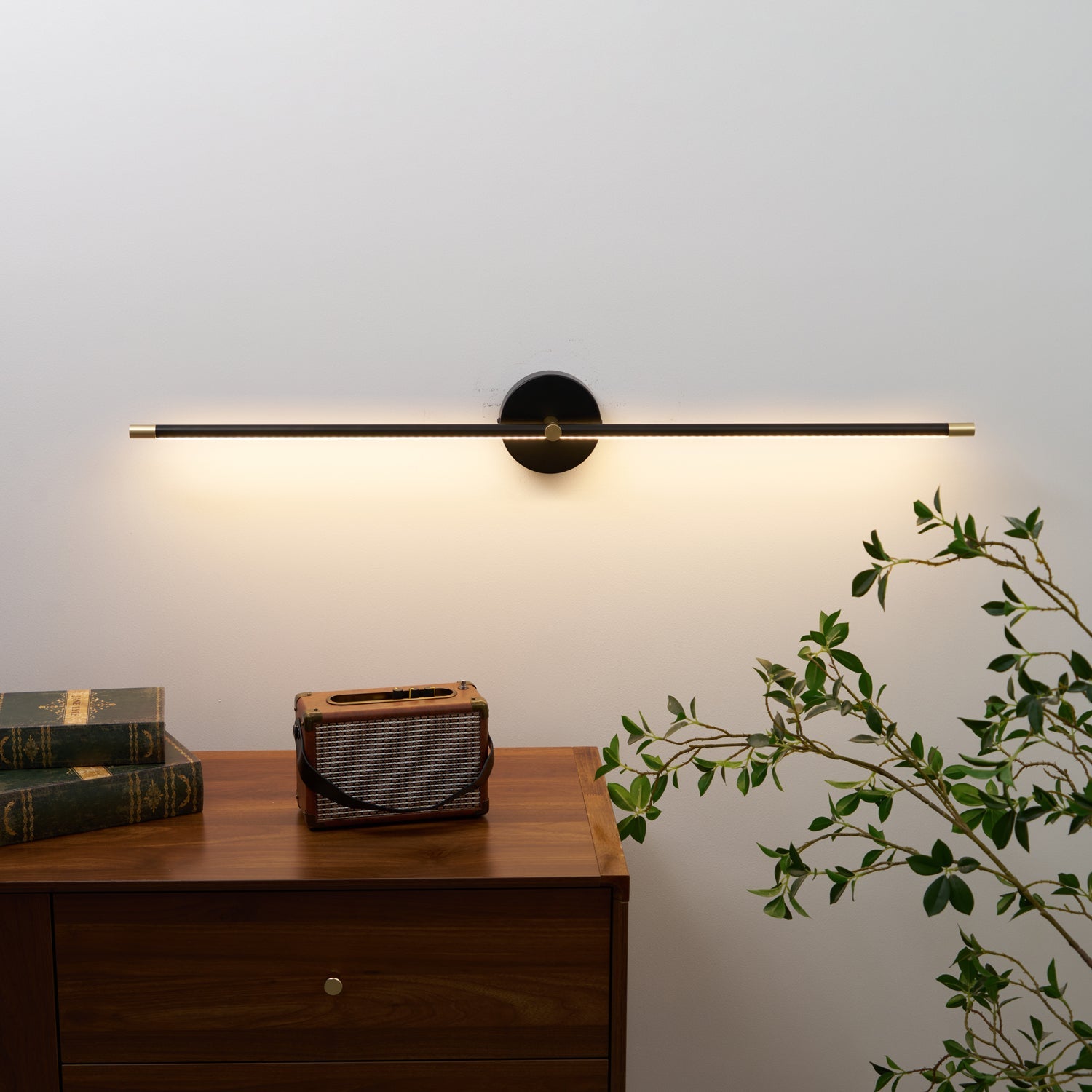 Edge Lineaire LED Wandlamp – 68/98/128 cm – Zwart/Goud – Warm/Neutraal/Koel Wit – Dimbaar Beschikbaar – Badkamer/Spiegel/Kunstverlichting | Sansoti
