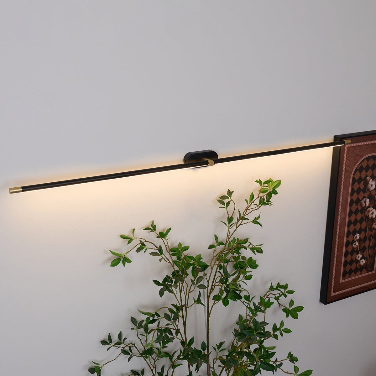 Oplaadbare LED Wandlamp Linear Design Zwart Goud Touch Dimbaar Snoerloos 68-128cm Modern Sfeerlicht Binnen | Sansoti