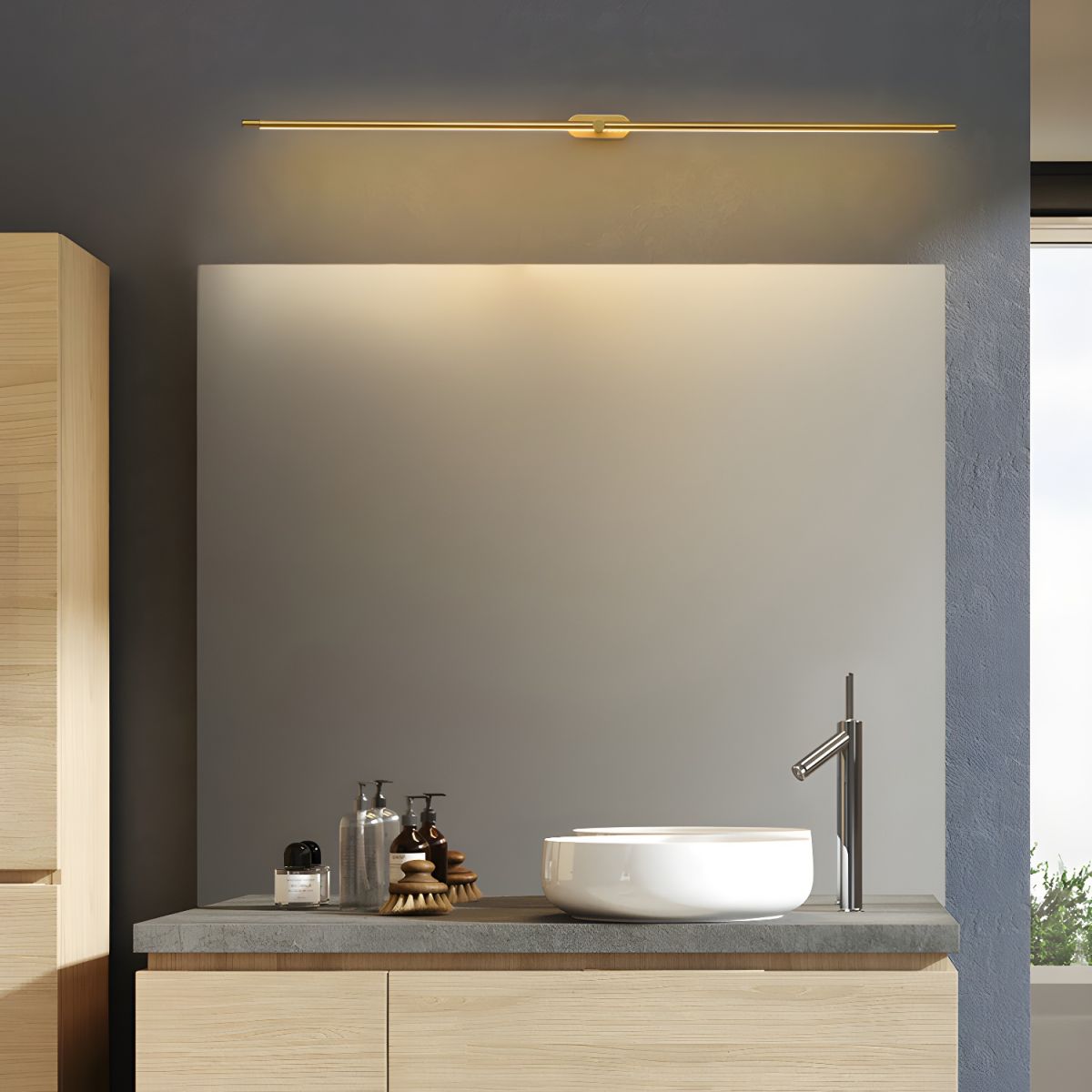 Oplaadbare LED Wandlamp Linear Design Zwart Goud Touch Dimbaar Snoerloos 68-128cm Modern Sfeerlicht Binnen | Sansoti