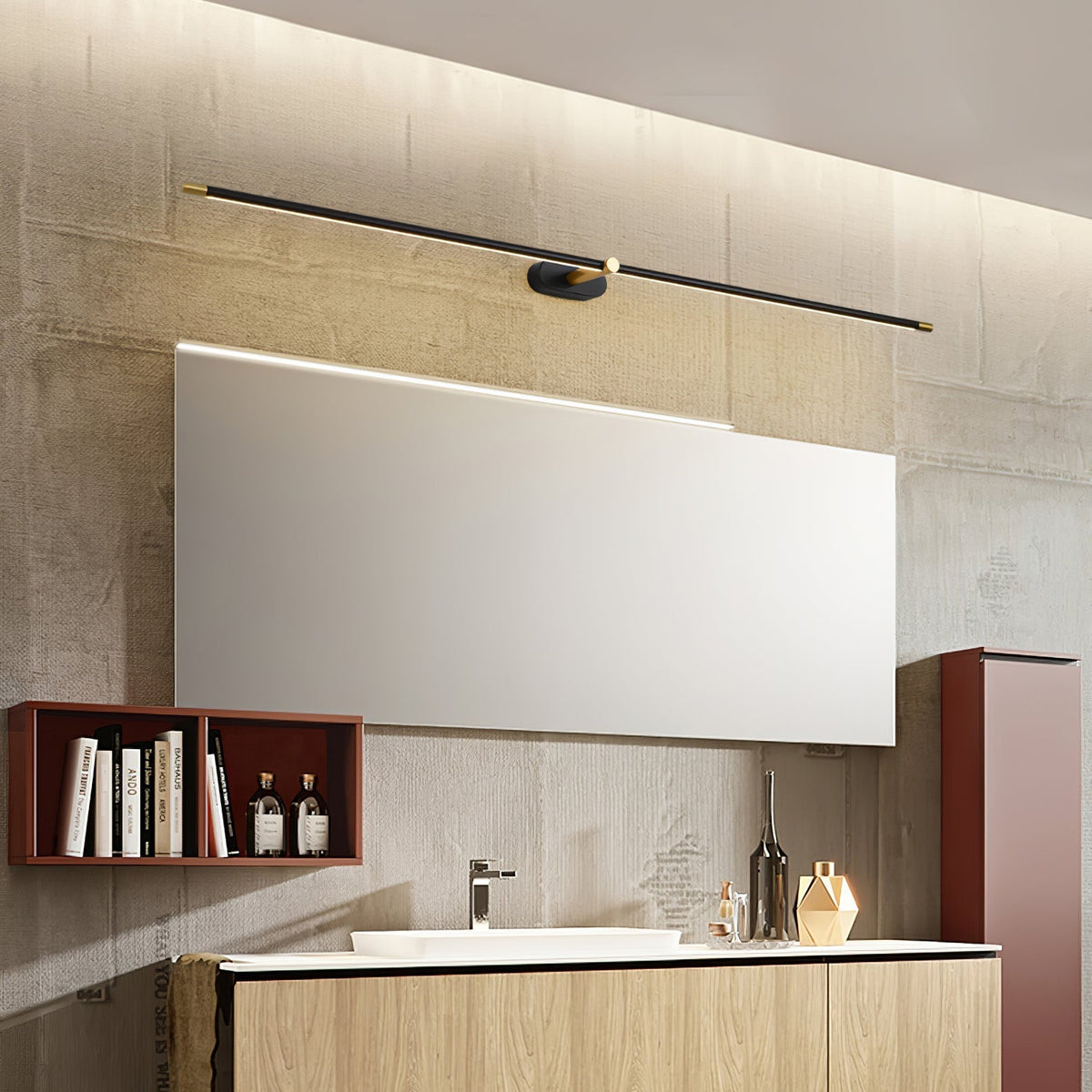 Oplaadbare LED Wandlamp Linear Design Zwart Goud Touch Dimbaar Snoerloos 68-128cm Modern Sfeerlicht Binnen | Sansoti
