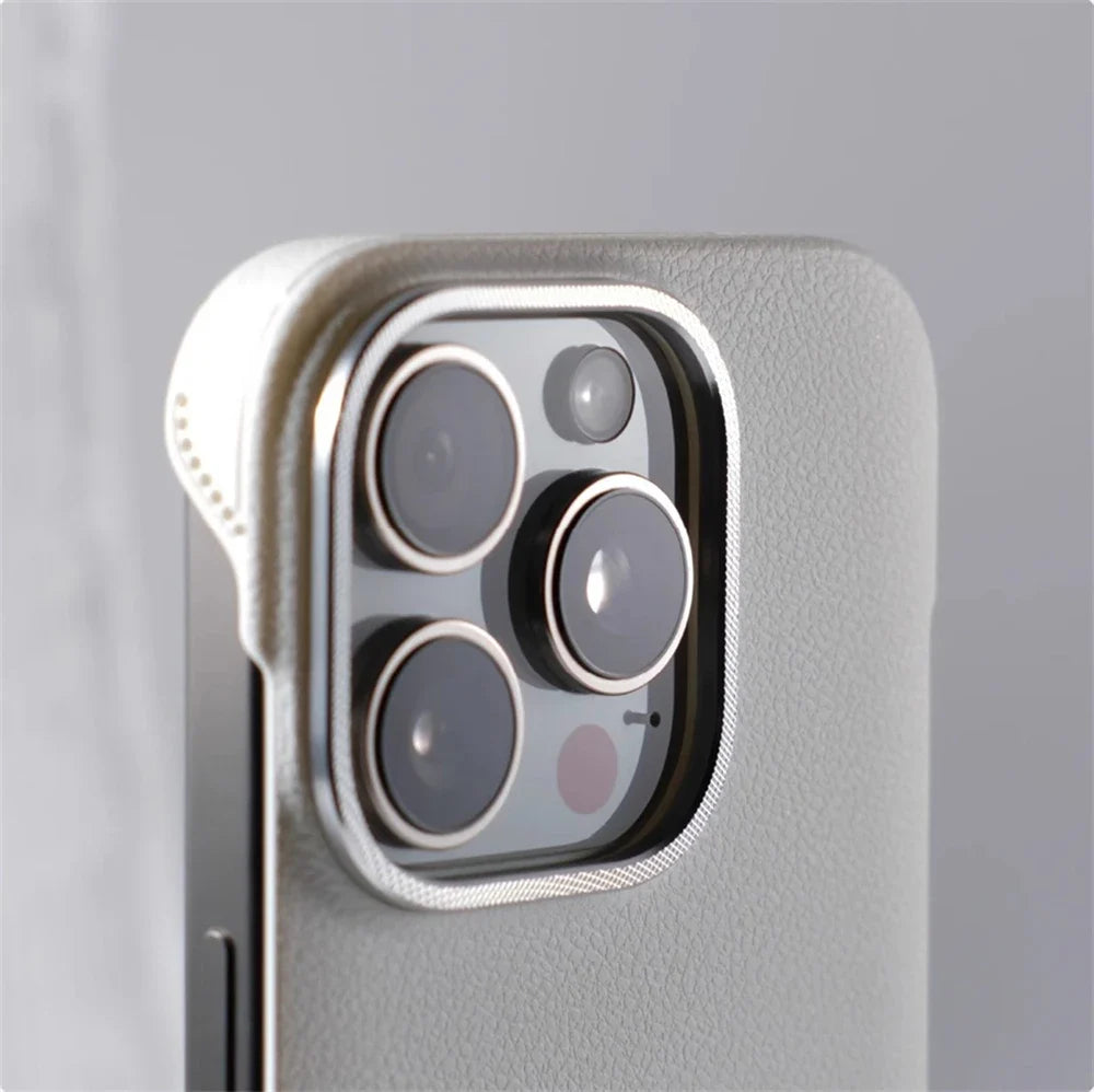 Coque de téléphone minimaliste en cuir PU avec coutures pour iPhone 13 14 15 16 Pro Max, chargement sans fil, protection | Sansoti