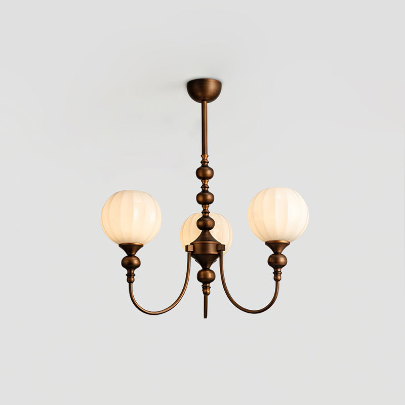 Mirena Kroonluchter – Antiek Brons met Geribbeld Glas – Vintage Modern voor Eetkamer Woonkamer Entree | Sansoti