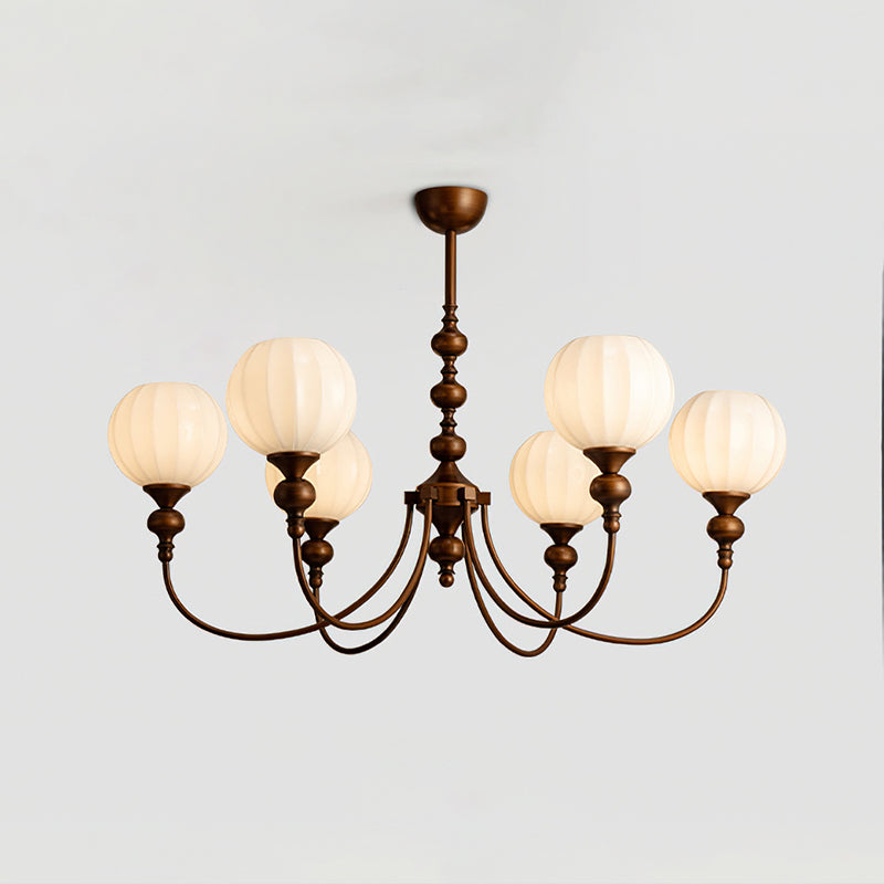 Mirena Kroonluchter – Antiek Brons met Geribbeld Glas – Vintage Modern voor Eetkamer Woonkamer Entree | Sansoti