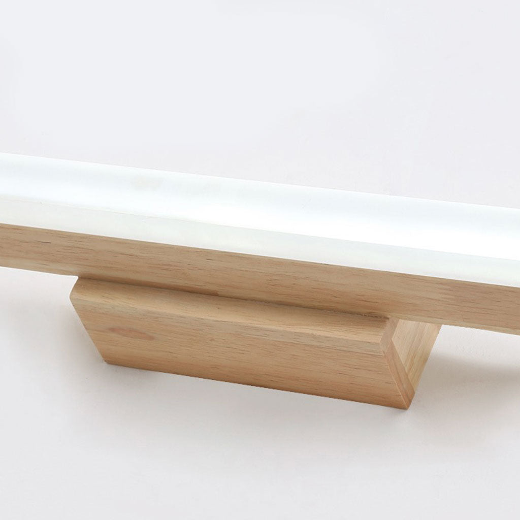 Holz-Wandleuchte für den Badezimmerspiegel, LED, Schalter, 3 Lichtfarben, 40 cm, 60 cm, 80 cm, Gummibaumholz, skandinavisch | Sansoti
