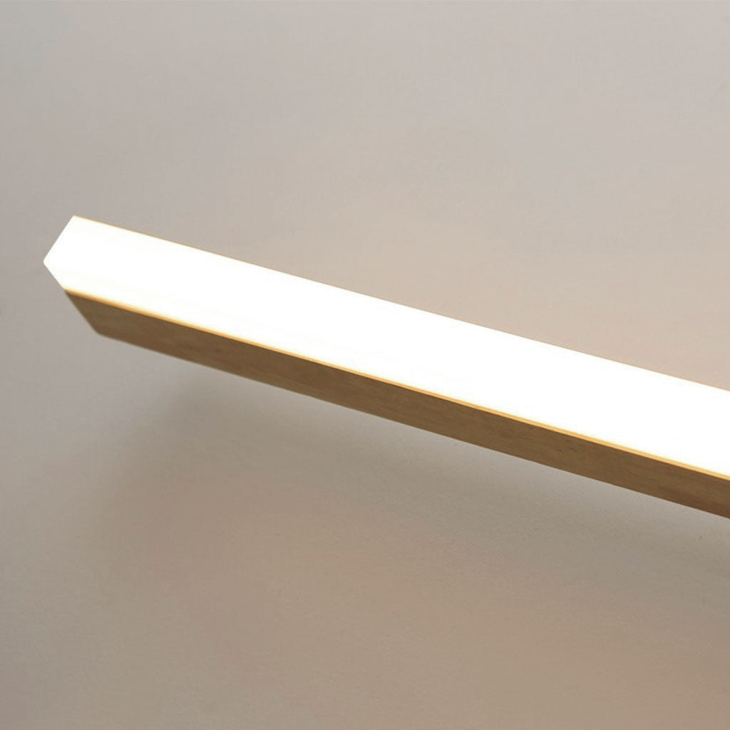 Holz-Wandleuchte für den Badezimmerspiegel, LED, Schalter, 3 Lichtfarben, 40 cm, 60 cm, 80 cm, Gummibaumholz, skandinavisch | Sansoti