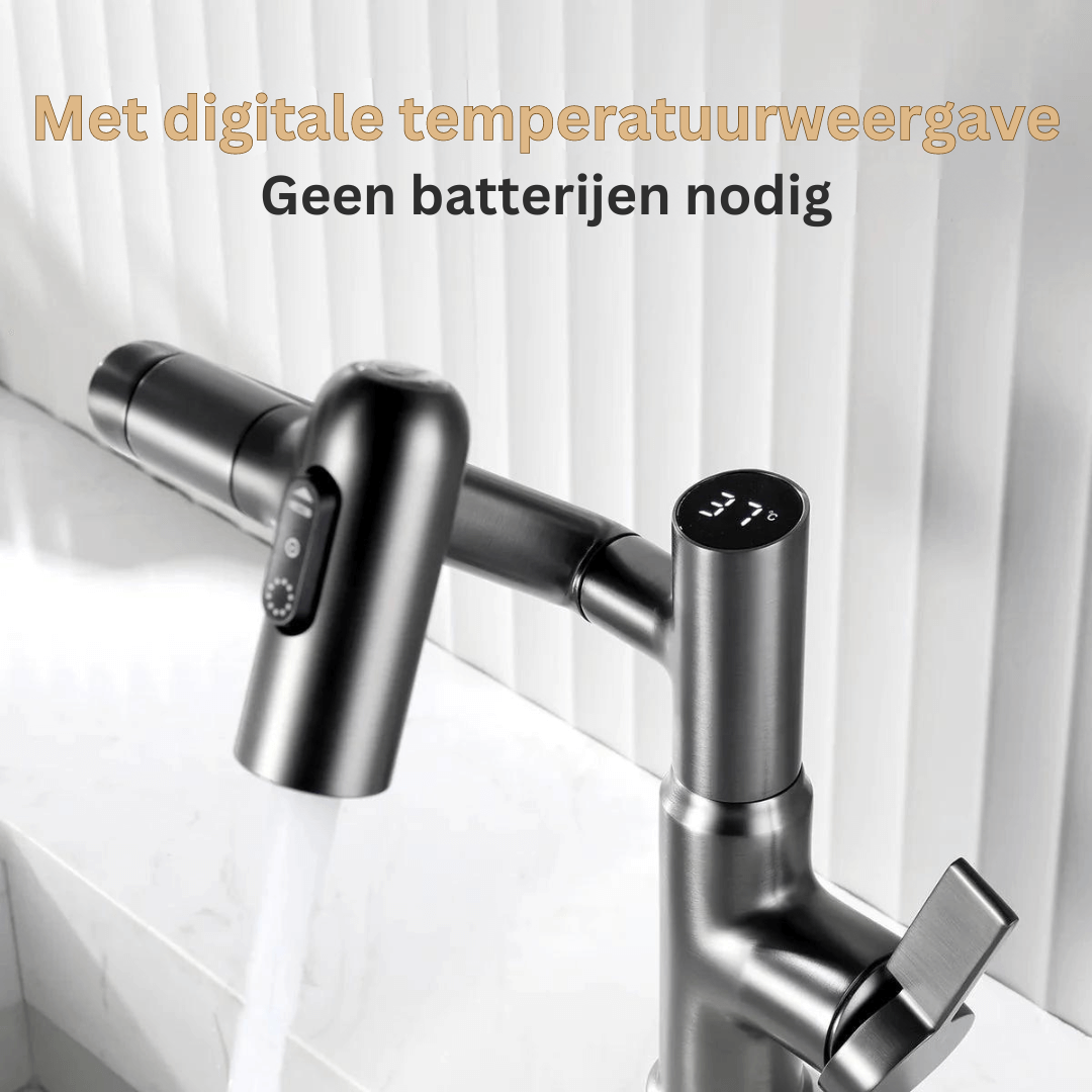 Digitale Kraan met Temperatuurweergave – Draaibaar Ontwerp met Meerdere Sproeimodi voor Keuken en Badkamer | Sansoti