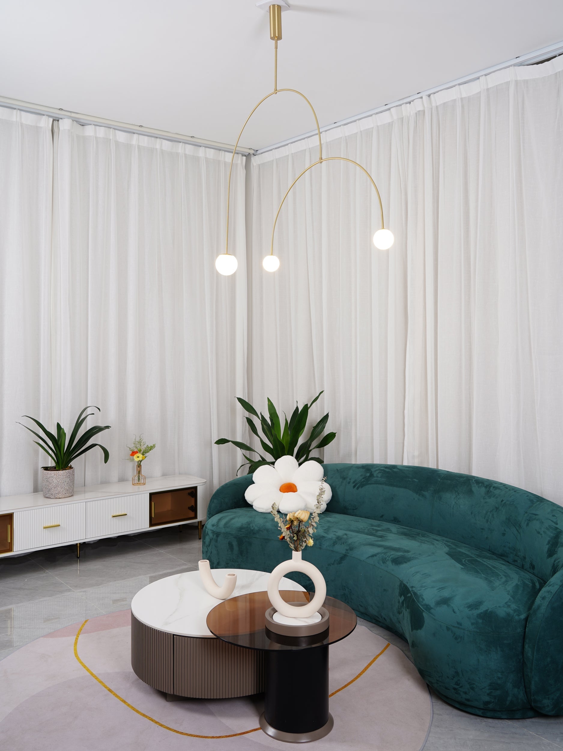 Mobiel Plafondlamp met Glazen Bollen – Modern Messing of Zwart Design – 9 Configuraties – G9 & G4 Fitting | Sansoti