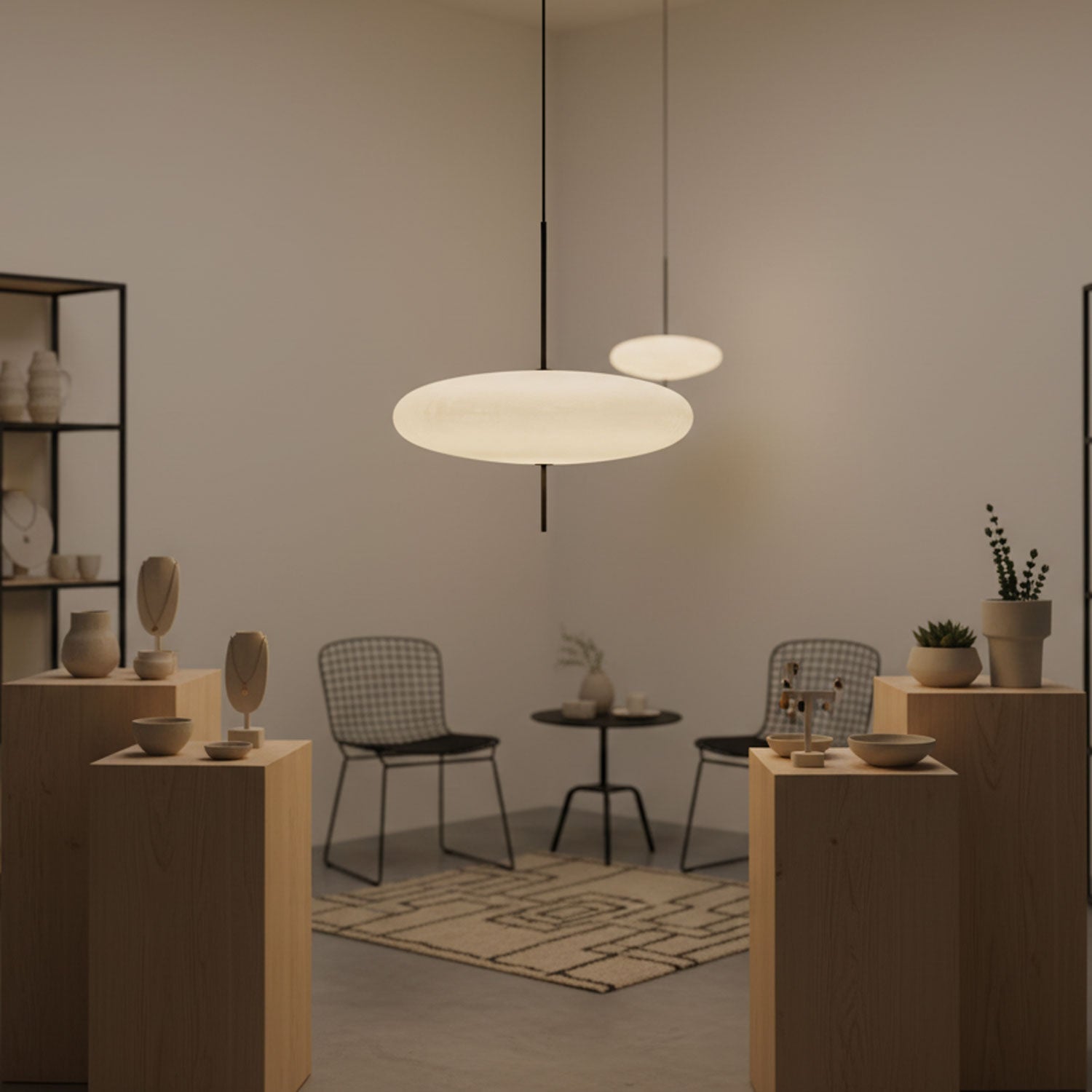 Opaalwitte Schijfhanglamp Elliptisch Design Glas-Effect Polymeer 3-4 Lichtpunten E26/E27 Moderne Designlamp Scandinavische Stijl Zwart of Wit Scandinavisch Interieur | Sansoti