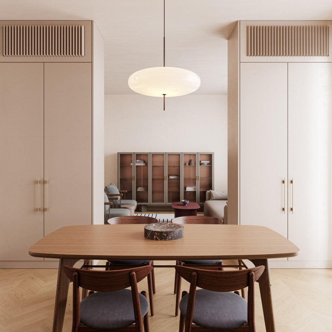 Opaalwitte Schijfhanglamp Elliptisch Design Glas-Effect Polymeer 3-4 Lichtpunten E26/E27 Moderne Designlamp Scandinavische Stijl Zwart of Wit Scandinavisch Interieur | Sansoti