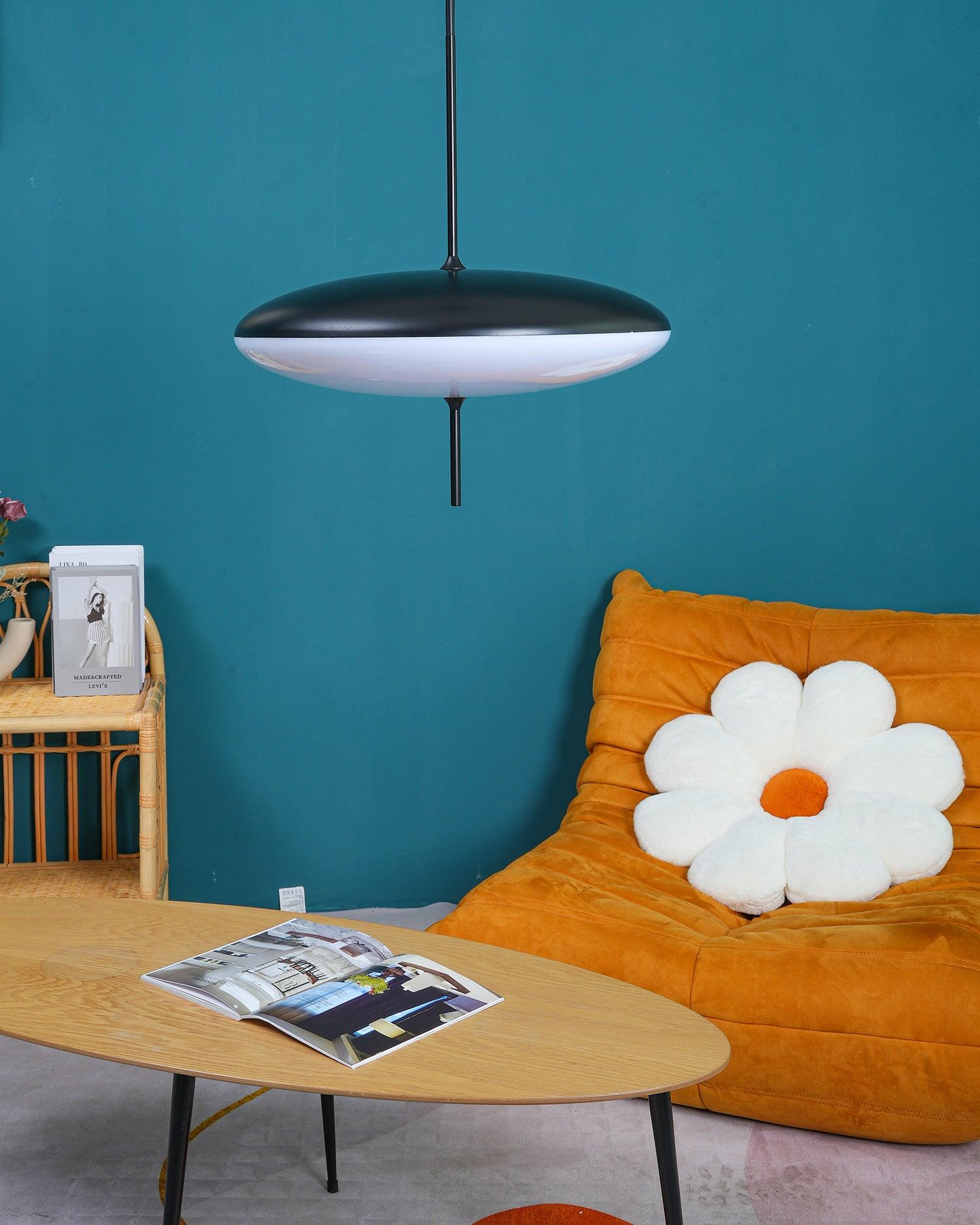 Opaalwitte Schijfhanglamp Elliptisch Design Glas-Effect Polymeer 3-4 Lichtpunten E26/E27 Moderne Designlamp Scandinavische Stijl Zwart of Wit Scandinavisch Interieur | Sansoti