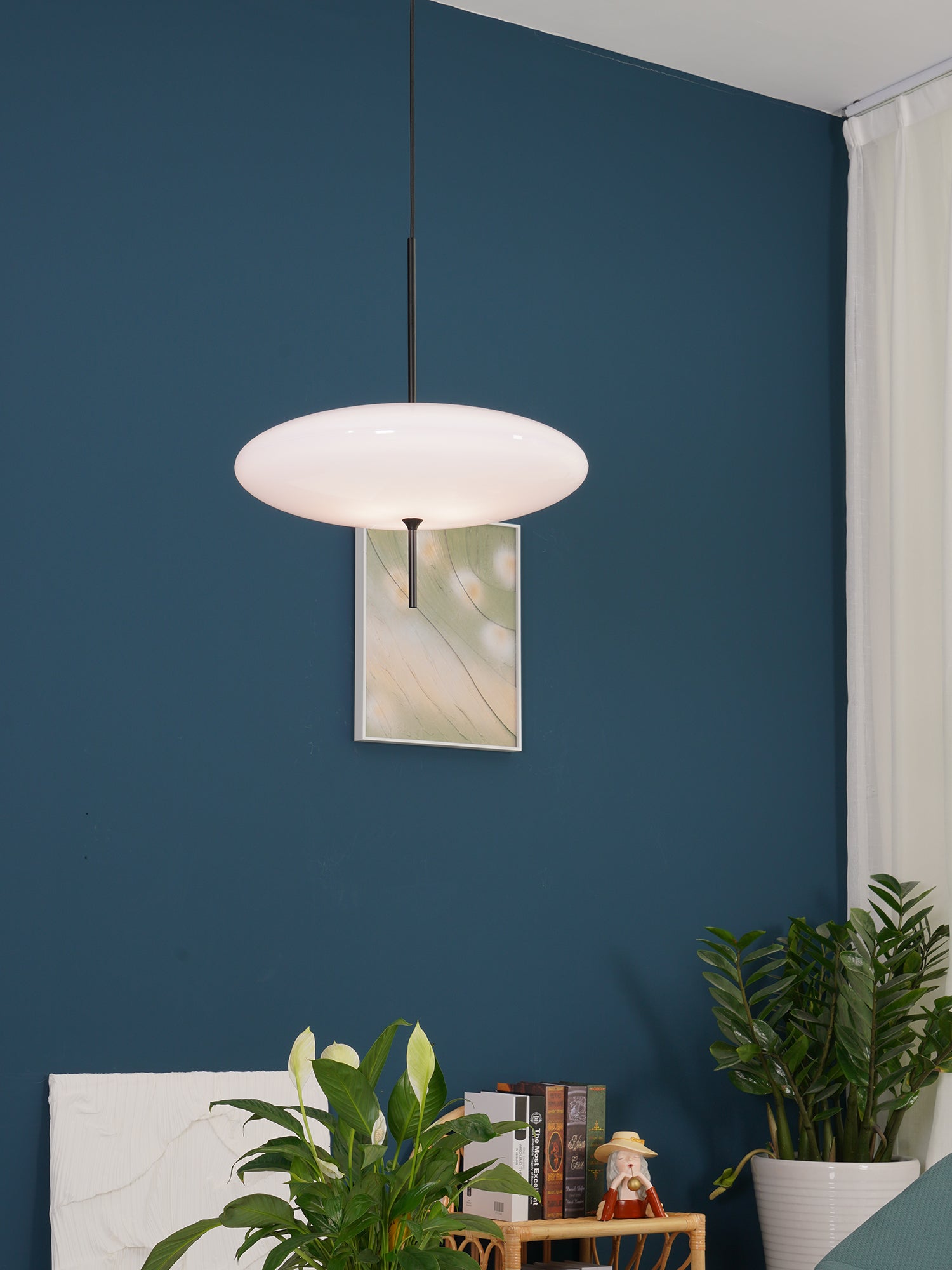 Opaalwitte Schijfhanglamp Elliptisch Design Glas-Effect Polymeer 3-4 Lichtpunten E26/E27 Moderne Designlamp Scandinavische Stijl Zwart of Wit Scandinavisch Interieur | Sansoti