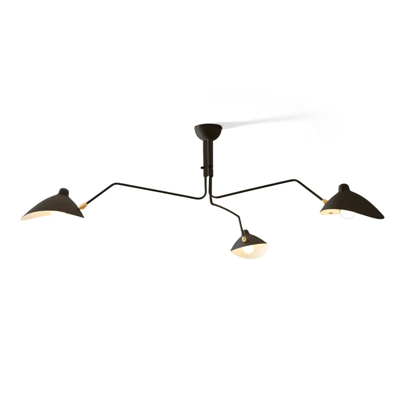 Verstelbare Spinlamp Multi-Arm Plafondlamp Industriële Design Messing Details Zwart Wit Scandinavisch Modern | Sansoti