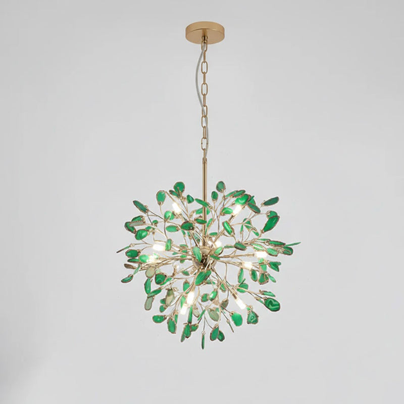Hängelampe Kronleuchter Natur Achat Metall Gold Mehrfarbig G4 12-18 Leuchten Wohnzimmer | Restfield