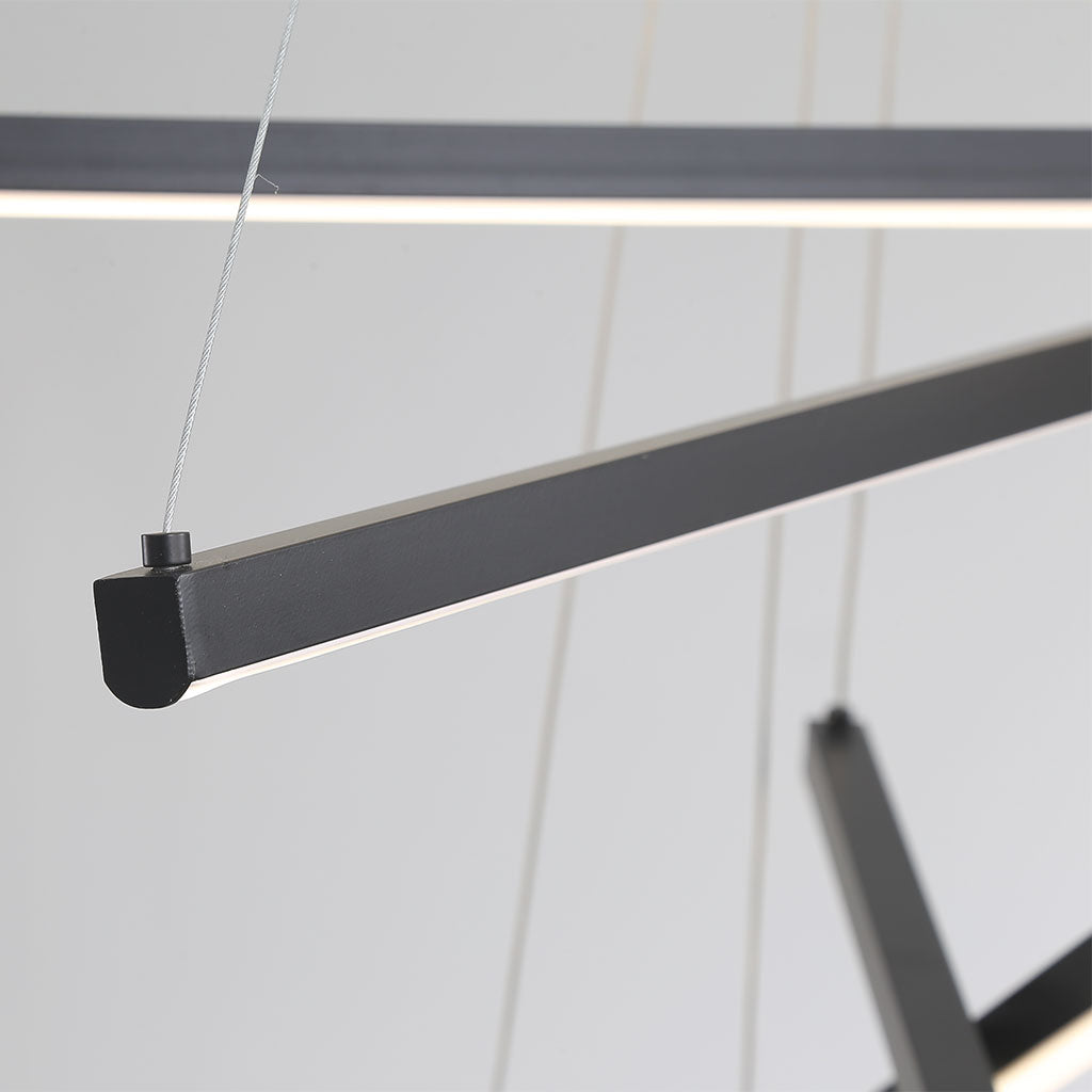 Cross Chandelier LED Bars for High Ceiling Hallway Staircase Dimmable Aluminum Black White Adjustable Height | Sansoti