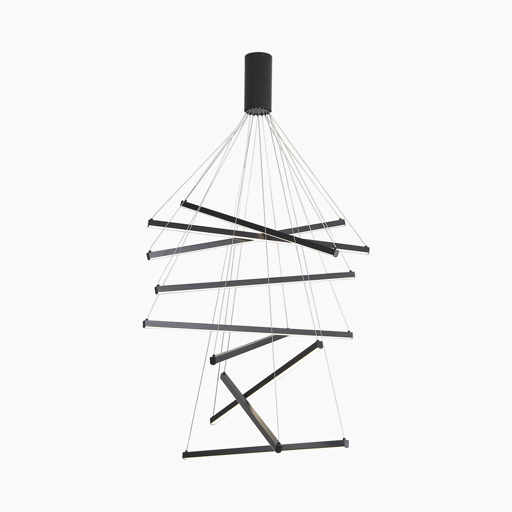 Cross Chandelier LED Bars for High Ceiling Hallway Staircase Dimmable Aluminum Black White Adjustable Height | Sansoti
