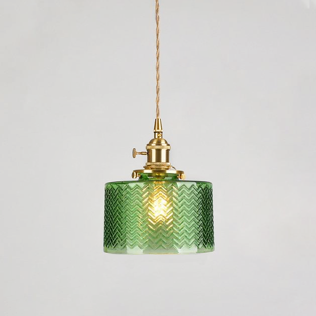 Hanglamp Geribbeld Glas Messing Japans Retro E27 Eetkamer Keuken Wit Groen | Sansoti