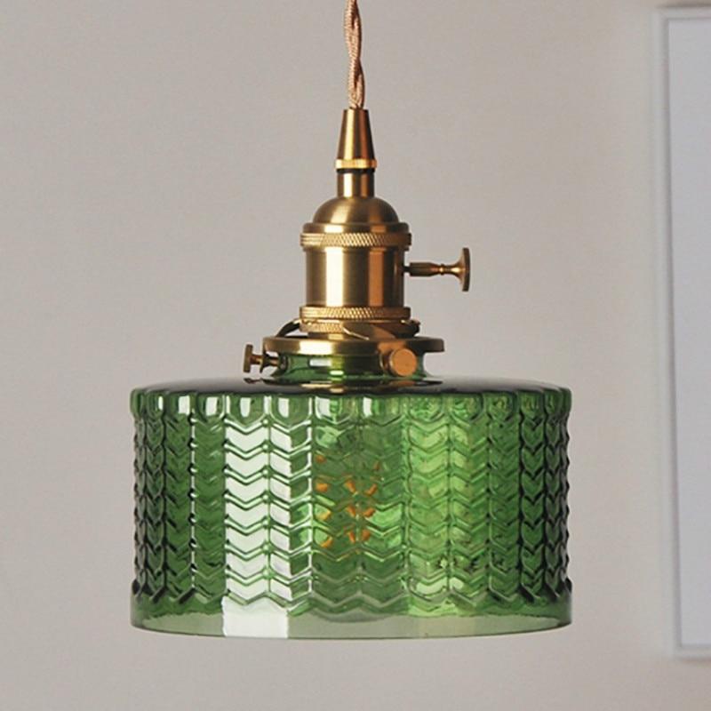 Hanglamp Geribbeld Glas Messing Japans Retro E27 Eetkamer Keuken Wit Groen | Sansoti