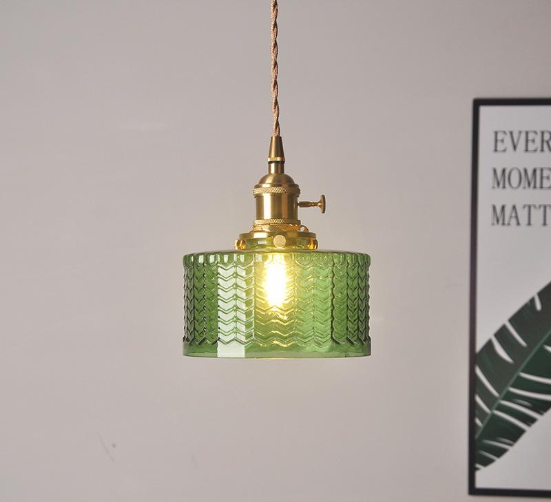Hanglamp Geribbeld Glas Messing Japans Retro E27 Eetkamer Keuken Wit Groen | Sansoti