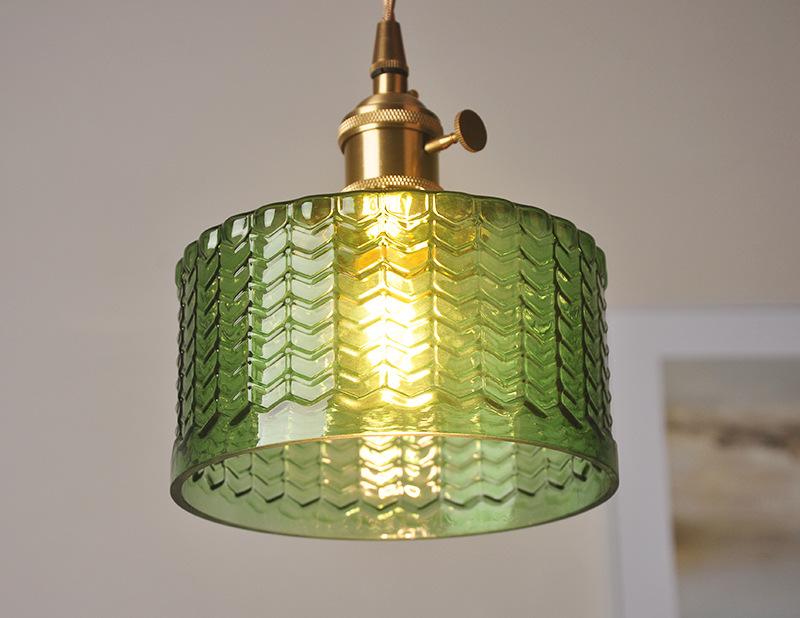 Hanglamp Geribbeld Glas Messing Japans Retro E27 Eetkamer Keuken Wit Groen | Sansoti