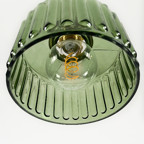 Hanglamp Geribbeld Glas Messing Japans Retro E27 Eetkamer Keuken Wit Groen | Sansoti