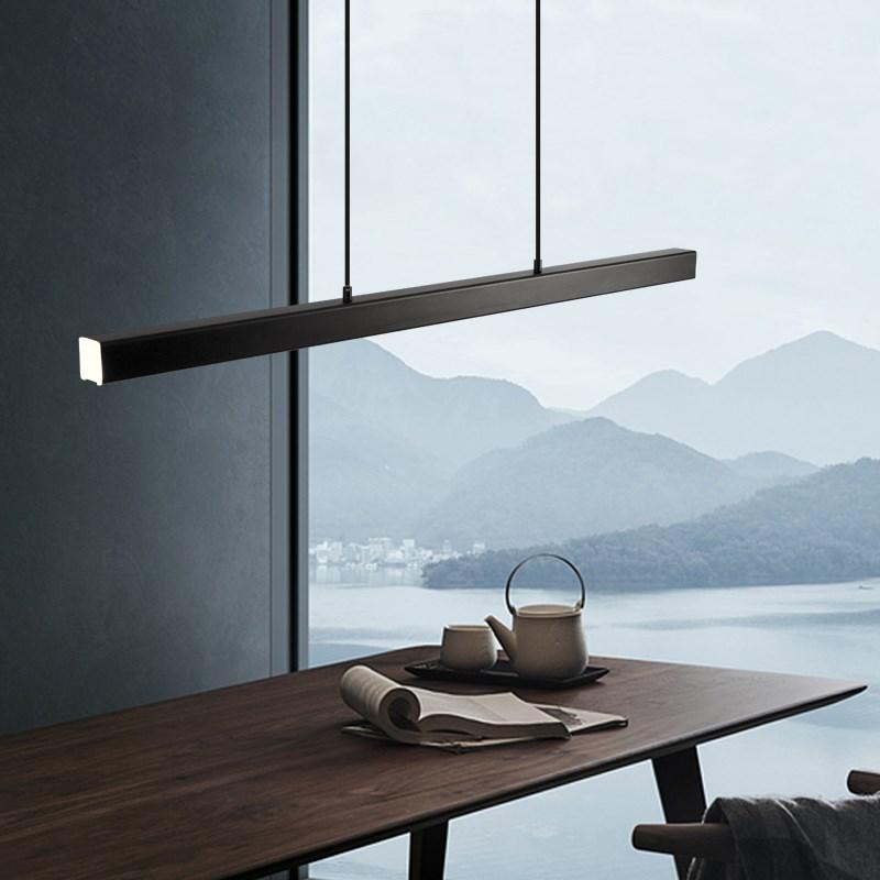 Hanglamp Rechthoekig LED Dimbaar Zwart Bruin Metaal Acryl Eettafel Woonkamer 80-150cm | Sansoti