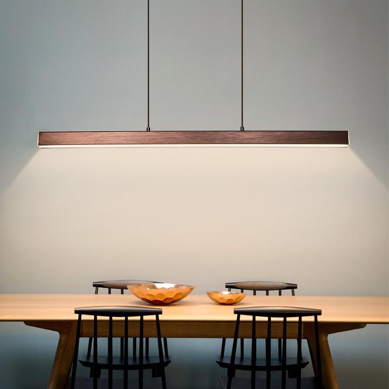 Hanglamp Rechthoekig LED Dimbaar Zwart Bruin Metaal Acryl Eettafel Woonkamer 80-150cm | Sansoti