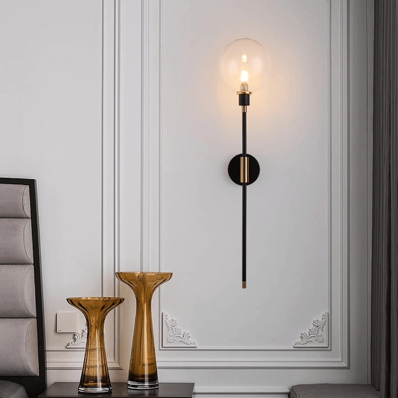 Moderne Glazen Wandlamp – Minimalistische Verlichting met Helder Glas – Beschikbaar in 3 Kapkleuren | Sansoti