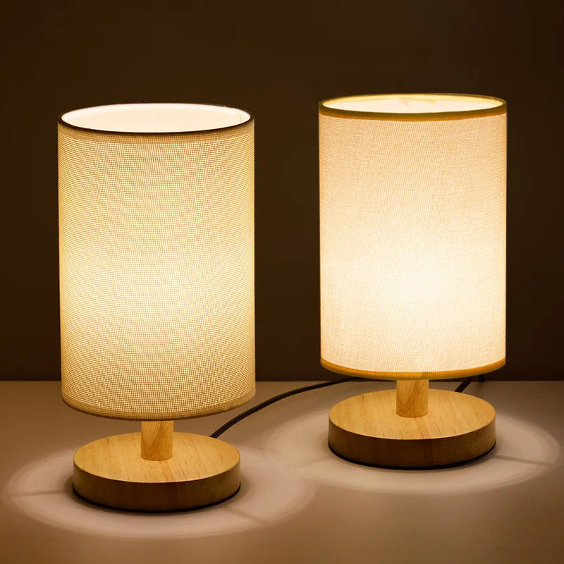 Organische Tafellamp Hout & Linnen – Dimbaar met Afstandsbediening & Touch | 3 Lichtkleuren | Sansoti