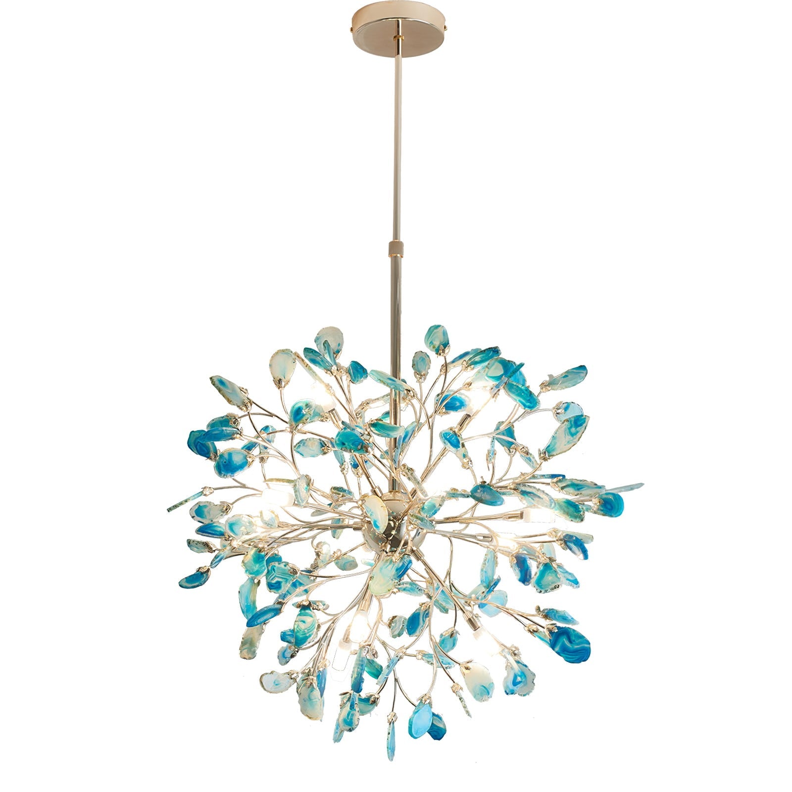 Hängelampe Kronleuchter Natur Achat Metall Gold Mehrfarbig G4 12-18 Leuchten Wohnzimmer | Restfield