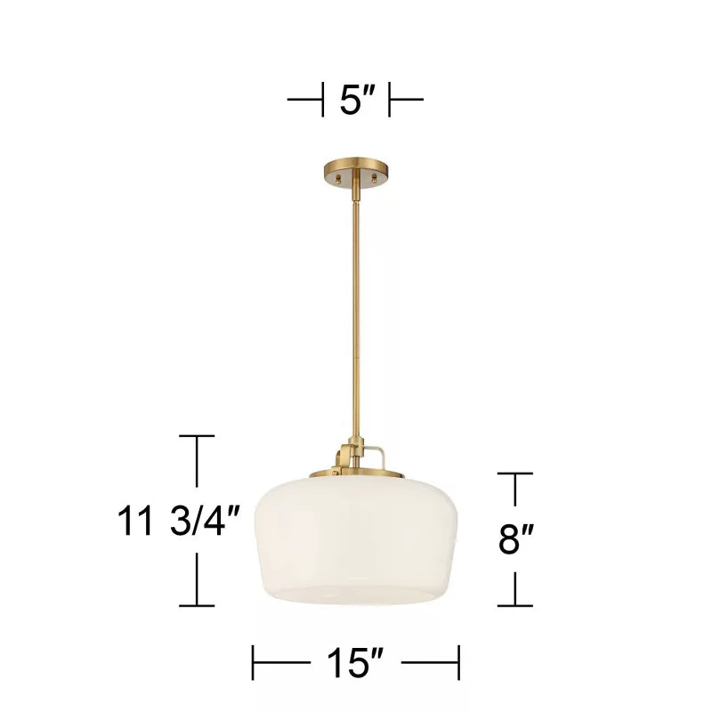 Hanglamp met Opaal Wit Glazen Kap en Antique Brass Fitting – 3-Lichts Hangverlichting voor Keukeneiland Eetkamer Woonkamer Scandinavisch Interieur | Sansoti
