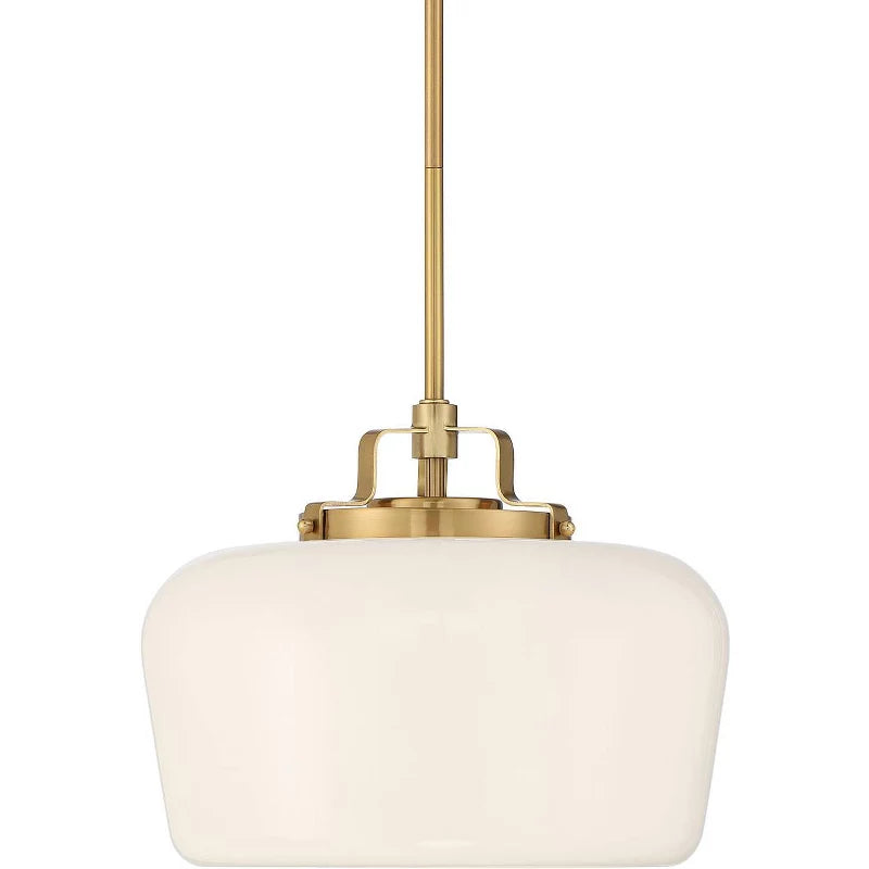 Hanglamp met Opaal Wit Glazen Kap en Antique Brass Fitting – 3-Lichts Hangverlichting voor Keukeneiland Eetkamer Woonkamer Scandinavisch Interieur | Sansoti