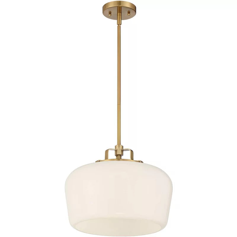 Hanglamp met Opaal Wit Glazen Kap en Antique Brass Fitting – 3-Lichts Hangverlichting voor Keukeneiland Eetkamer Woonkamer Scandinavisch Interieur | Sansoti