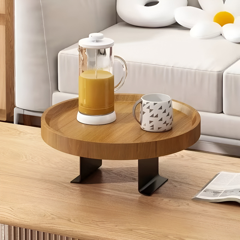 Ronde Bijzettafel voor Bankleuning - Klaptafel voor Snacks en Drankjes | Sansoti