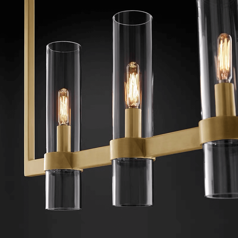 Moderne Eettafel Kroonluchter met Cilindervormige Glazen Kappen – Hanglamp Messing – Sfeerverlichting voor Woonkamer Eetkamer Keukeneiland | Sansoti