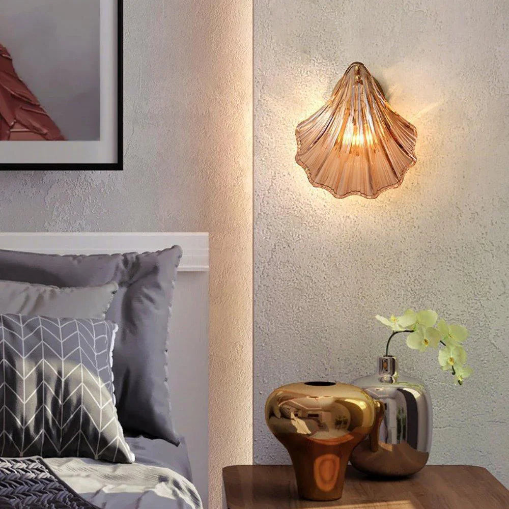 Wandlamp Schelp Glas Metaal LED Kust Luxe Slaapkamer Hal Badkamer Modern | Sansoti