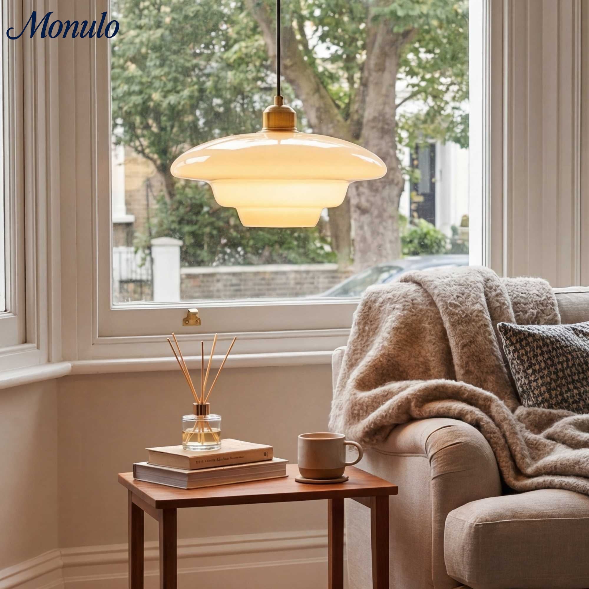 Glazen Hanglamp met Gelaagd Design – Melkwit Matglas voor Eetkamer en Woonkamer | Sansoti