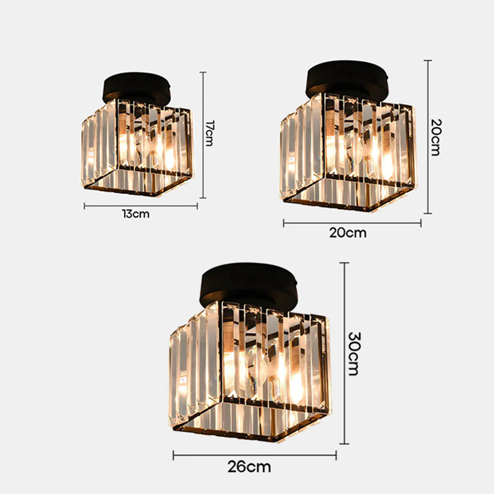 Plafondlamp Kristal Zwart Zilver Goud E27 Opbouw Modern Hal Woonkamer | Sansoti