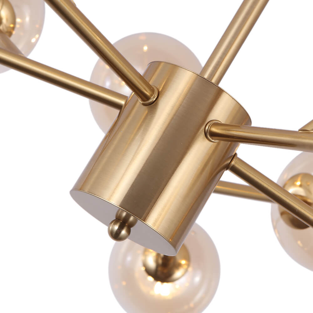 Hanglamp met 15 Glazen Bollen Zwart Messing 112cm Moderne Plafondverlichting voor Eetkamer en Woonkamer | Sansoti