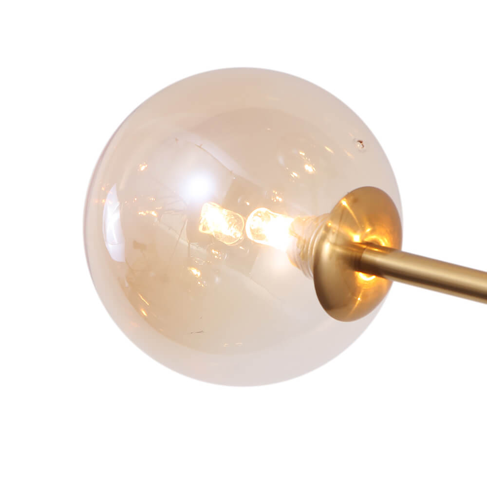 Hanglamp met 15 Glazen Bollen Zwart Messing 112cm Moderne Plafondverlichting voor Eetkamer en Woonkamer | Sansoti