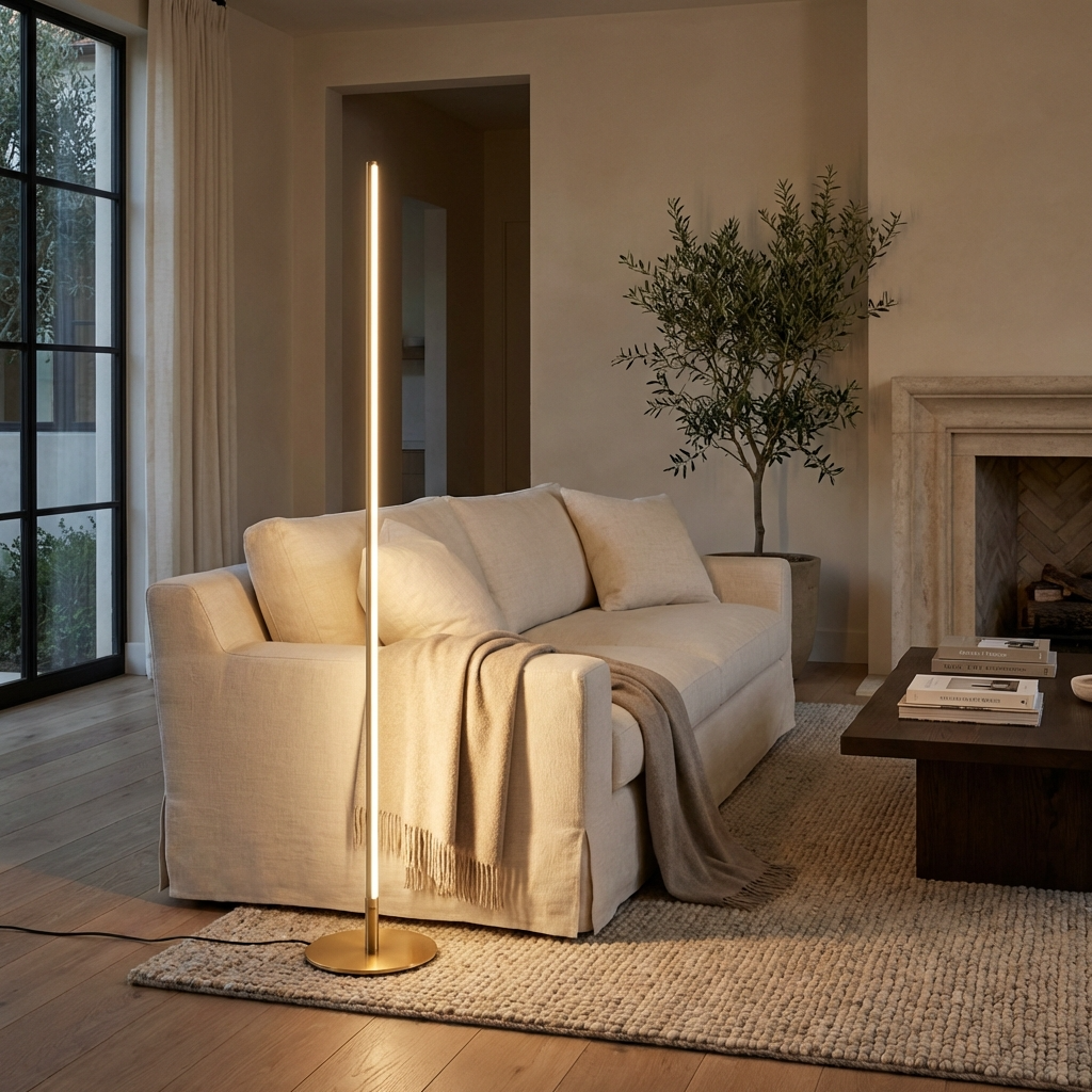 Schlanke Metall-Stehlampe mit LED-Beleuchtung, 150 cm, Schwarz, Silber, Gold, modernes Design, Leselampe für das Wohnzimmer | Sansoti