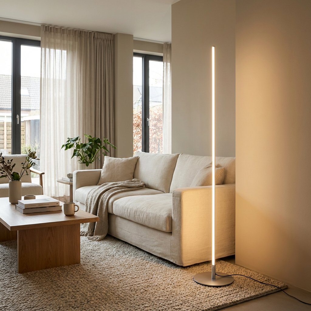 Schlanke Metall-Stehlampe mit LED-Beleuchtung, 150 cm, Schwarz, Silber, Gold, modernes Design, Leselampe für das Wohnzimmer | Sansoti